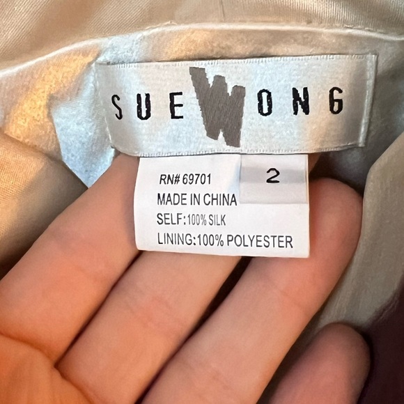 Sue Wong Brand New Silk Summer Turquoise A-Line Dress Size 2 Fairycore Fairy - Picture 3 of 4
